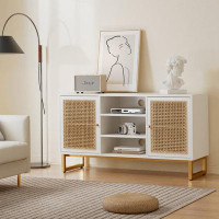 Bay Isle Home™ Modern White TV Stand With Adjustable Shelf