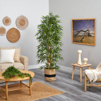 Primrue 75'' Artificial Bamboo Tree in Planter