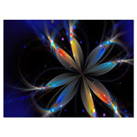 Design Art Abstract Fractal Flower on Black - Wrapped Canvas Graphic Art Print