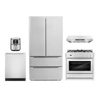 Cosmo 5 Piece Kitchen Package with French Door Refrigerator & 35.5" Freestanding Gas Range