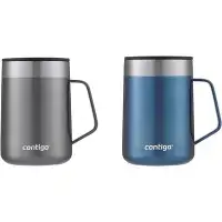 Contigo Contigo Stainless Steel Vacuum-Insulated Mug With Handle And Splash-Proof Lid, 14 Oz., Licorice & Blue Corn
