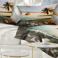 Made in Canada - East Urban Home Seashore Andaman Sea Large Coconut Palms Lumbar Pillow