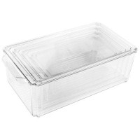 Prep & Savour Pack Of 4 Refrigerator Organizer Bins With Lids Clear Food Storage Containers Stackable Kitchen Organizati