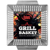 KALUNS Kaluns Grill Basket - Best Grilling Basket For Vegetables And Shrimp - Heavy-Duty Stainless Steel Material - Perf