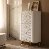 Mercer41 Elegant Solid Wood Dresser Modern White Dresser For Bedroom, Classically Embroidered