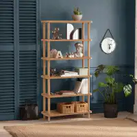 East Urban Home Akono 66.3" H x 31.5" W Solid Wood Etagere Bookcase