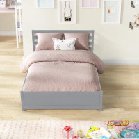 Red Barrel Studio Full Size Wood Platform Bed Frame With Headboard And Twin Trundle For Grey Colour