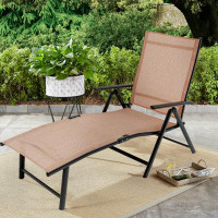 Ebern Designs Textilene Outdoor Lounge Chaise Folding Reclining Chair With Adjustable Back1 Piece