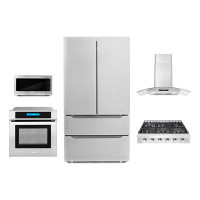 Cosmo 5 Piece Kitchen Package With 30" Slide-in Gas Cooktop 30" Single Electric Wall Oven 24.4" Built-in Microwave Energ