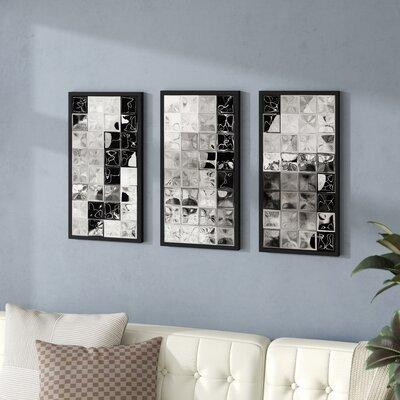 Orren Ellis Shades of Graytile Mosaic' Framed Acrylic Painting Print Multi-Piece Image on Acrylic in Arts & Collectibles