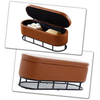 17 Stories Faux Leather Flip Top Storage Bench