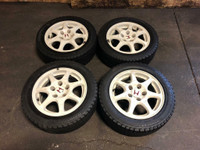 JDM HONDA CIVIC EK9 TYPE-R WHITE MAGS WITH WINTER TIRES FOR SALE