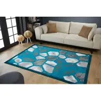 JENIN HOME FURNISHING Majestic Indoor Area Rug  04342A L.GREY/TURQUOISE