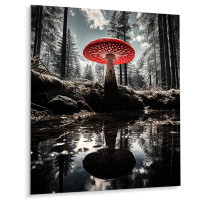 Millwood Pines Red And Grey Mushroom Serenity I - Landscape & Nature Metal Wall Decor