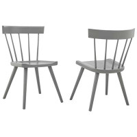 Modway Sutter Wood Dining Side Chair Set Of 2 In White