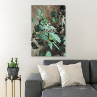 Red Barrel Studio Black And White Butterfly On Green Leaf Plant - 1 Piece Rectangle Graphic Art Print On Wrapped Canvas