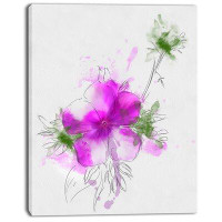 Design Art 'Purple Flower Sketch with Stem' Painting Print on Wrapped Canvas