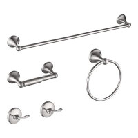 NIERBO 5-pieces Brushed Nickle Adjustable Expandable Bathroom Hardware Accessories Set