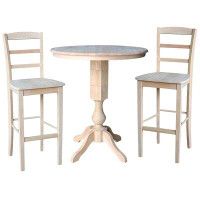August Grove Round Top 3 Piece Pedestal Base, Counter Height Dining Set