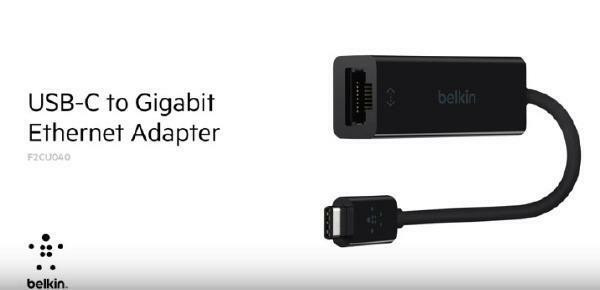 Belkin USB-C to Gigabit Ethernet Adapter - Black - F2CU040BTBLK in Networking in Québec