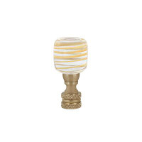 Aspen Creative Corporation Aspen Creative 24024-21, Clear With Yellow Line Glass Lamp Finial In Copper, 2" Tall