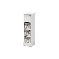 Lefancy.net Lefancy  Abriella Modern and Contemporary Grey Fabric and White Finished Wood 1-Drawer Storage Unit