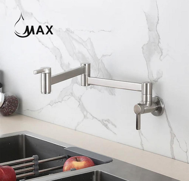 Pot Filler Faucet Double Handle Classic Wall Mounted 20 With Accessories Brushed Nickel Finish in Plumbing, Sinks, Toilets & Showers
