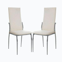 Wenty Set Of 2 Padded Black Leatherette Dining Chairs In Chrome Finish