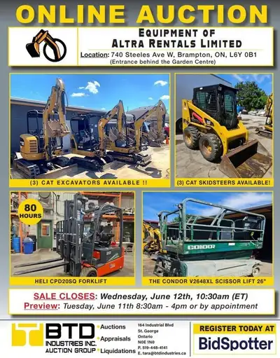 Altra Rental Limited Equipment Auction