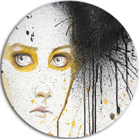 Design Art 'Beautiful Girl with Yellow Eyes' Painting Print on Metal