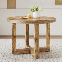 Millwood Pines '' Modern Circular Mdf Dining Table With Wooden Legs - Ideal For Living Room And Bedroom