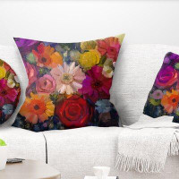 East Urban Home Floral Bouquet of Rose Daisy and Gerbera Pillow