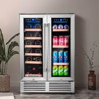 BODEGA Bodega Freestanding Refrigeration 23.4'' 19 Bottle And 57 Can Dual Zone Wine & Beverage Refrigerator With Smart A