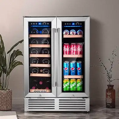 BODEGA Bodega Freestanding Refrigeration 23.4'' 19 Bottle And 57 Can Dual Zone Wine & Beverage Refrigerator With Smart A