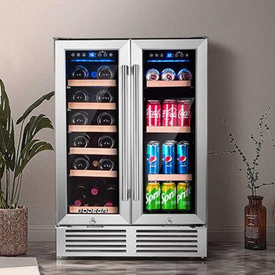 BODEGA Bodega Freestanding Refrigeration 23.4'' 19 Bottle And 57 Can Dual Zone Wine & Beverage Refrigerator With Smart A in Refrigerators