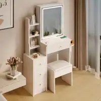 Latitude Run® Desktop Vanity Table with Cushioned Stool