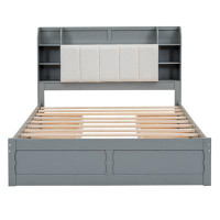 Latitude Run® Wood Platform Bed With Storage Headboard, Shelves And 4 Drawers