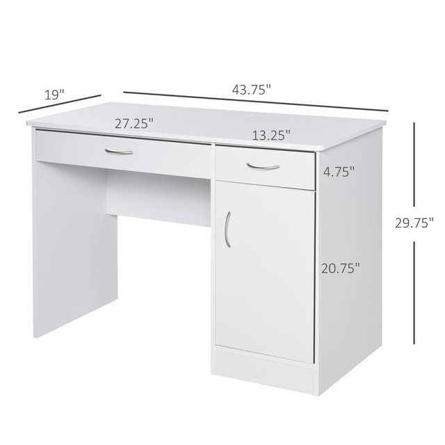 Desk 43.25"x19"x29.75" White in Desks - Image 3