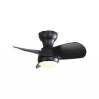 Wrought Studio 23 Inch Bedroom Ceiling Fan With 3 Color Dimmable 3 ABS Blades Remote Control DC Motor Black With 18W Led