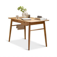 Hokku Designs 47.24" Burlywood Rectangular Solid Wood Desk,2-drawer