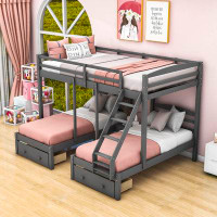 Harriet Bee Full Over Twin & Twin 3 Drawer Triple / Quad Bunk Bed