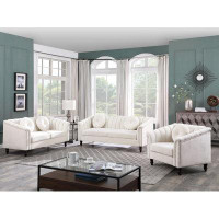 House of Hampton 3 Pieces Living Room Furniture Set Blue Microfiber Sofa Loveseat And Chair