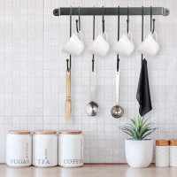 Rebrilliant Coffee Mug Holder For Wall: 17-Inch Black Coffee Bar Cup Hanger Hooks