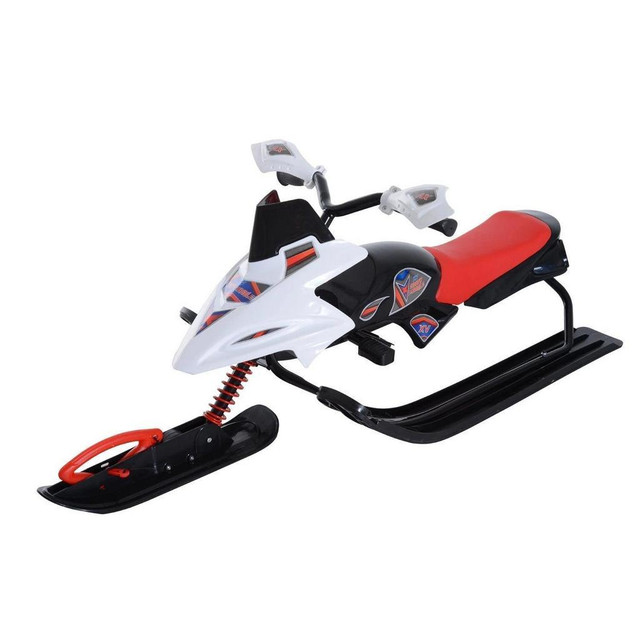SNOW RACER SLEDS FOR KIDS WITH PADDED RUBBER SEAT, SNOW MOTOR WITH WIND SHIELD HANDLE AND ANTI-SLIP PEDAL, WINTER GIFT F in Exercise Equipment