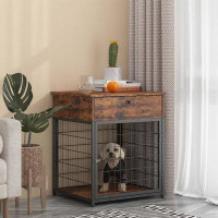 17 Stories Furniture Style Wood Dog Crate End Table With Storage Console