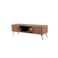 Ebern Designs Industrial Style Reclaimed Wood Media TV Stand With Storage Cabinet For Living Media Room