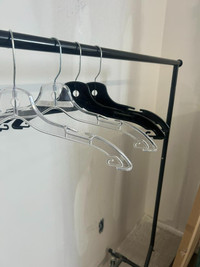 AFFORDABLE - STRONG PLASTIC TOP HANGERS! 17'' BLACK OR CLEAR/ VERY STRONG