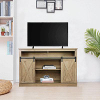 Gracie Oaks TV Stand Sliding Barn Door Farmhouse Wood Entertainment Centre for TVs Up to 65"