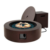 Latitude Run® Charylene 12'' H x 41'' W Cast Iron Propane Outdoor Fire Pit with Lid