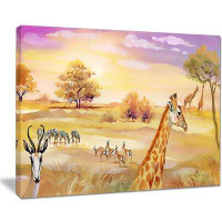 Made in Canada - Design Art Wildlife of Savannah Illustration - Wrapped Canvas Graphic Art Print